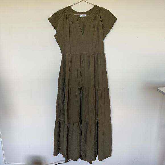 Calvin Klein Womens Dress Medium Green Flutter Sleeve Gauze Cottagecore Peasant - Picture 2 of 8
